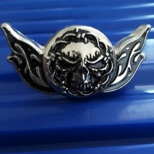 Silver Skull Winged Men's Concho/BARBWIRE Design